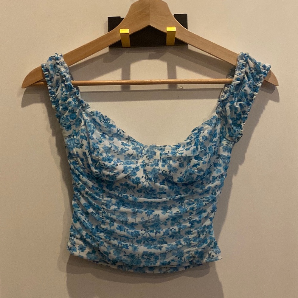 Blue raunched crop top